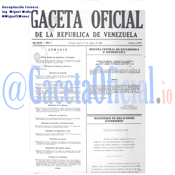 Gaceta Oficial 34419 del 1 Marzo 1990
