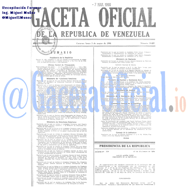 Gaceta Oficial 34421 del 5 Marzo 1990
