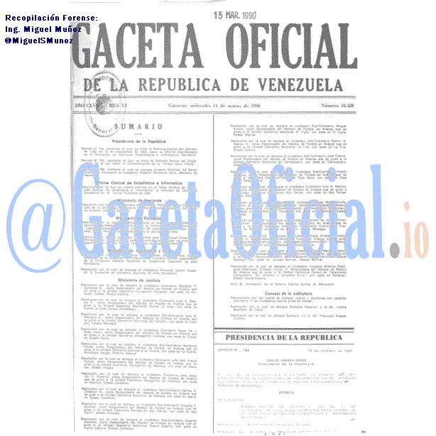 Gaceta Oficial 34428 del 14 Marzo 1990