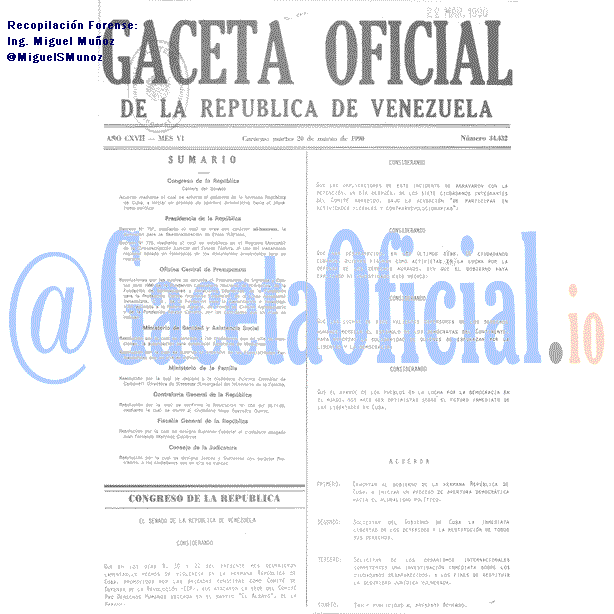 Gaceta Oficial 34432 del 20 Marzo 1990