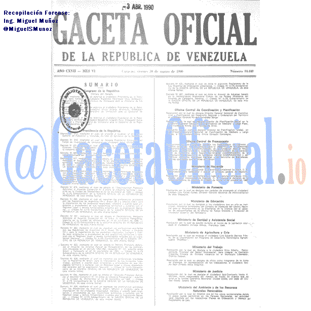 Gaceta Oficial 34440 del 30 Marzo 1990
