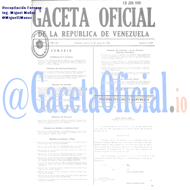 Gaceta Oficial 34489 del 14 Junio 1990