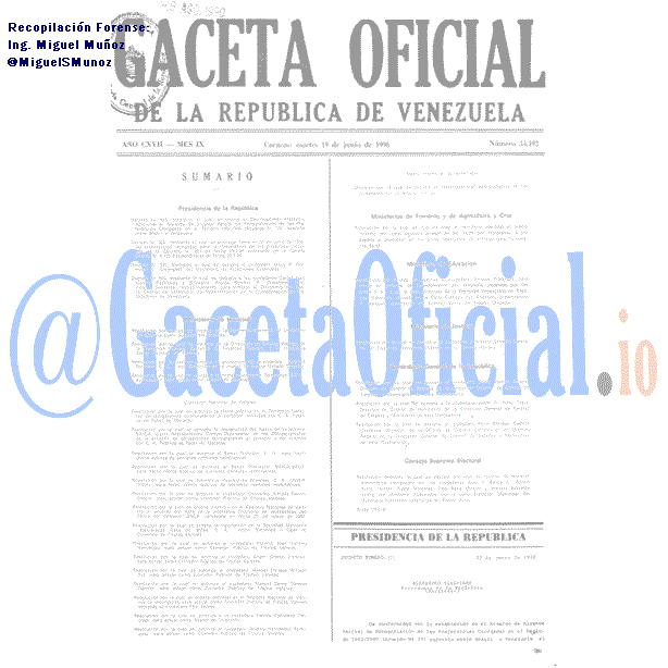 Gaceta Oficial 34492 del 19 Junio 1990