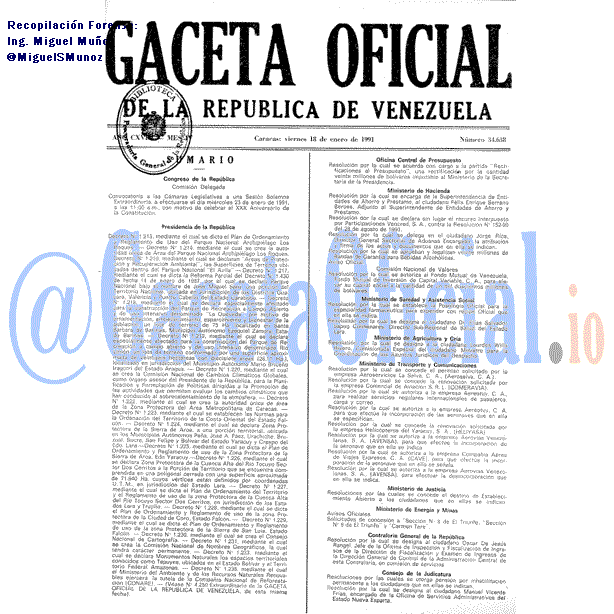 Gaceta Oficial 34638 del 18 Enero 1991