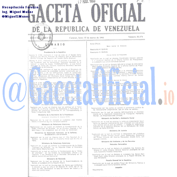 Gaceta Oficial 35171 del 15 Marzo 1993
