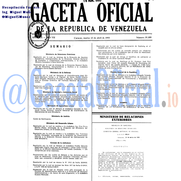 Gaceta Oficial 35189 del 13 Abril 1993