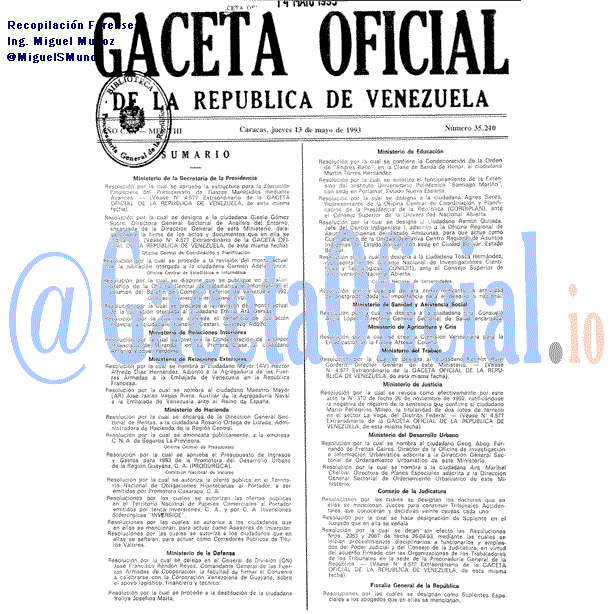 Gaceta Oficial 35210 del 13 Mayo 1993