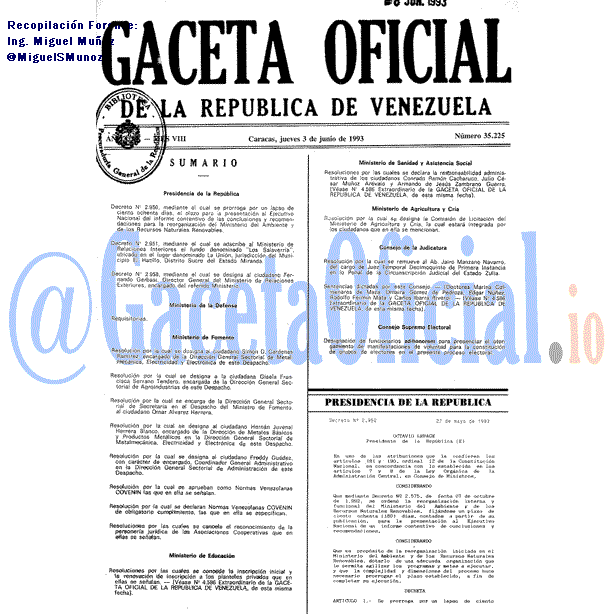 Gaceta Oficial 35225 del 3 Junio 1993