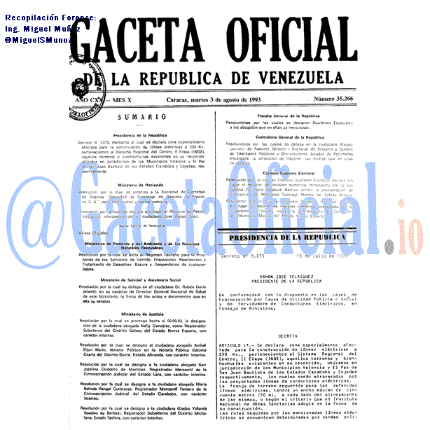 Gaceta Oficial 35266 del 3 Agosto 1993