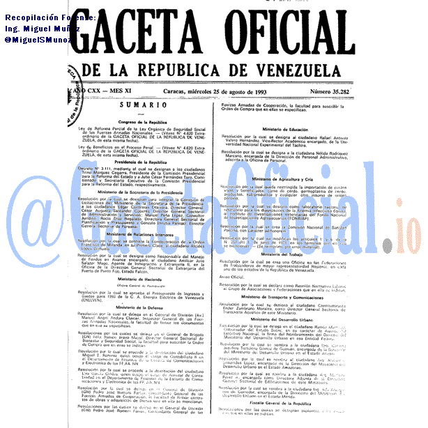 Gaceta Oficial 35282 del 25 Agosto 1993