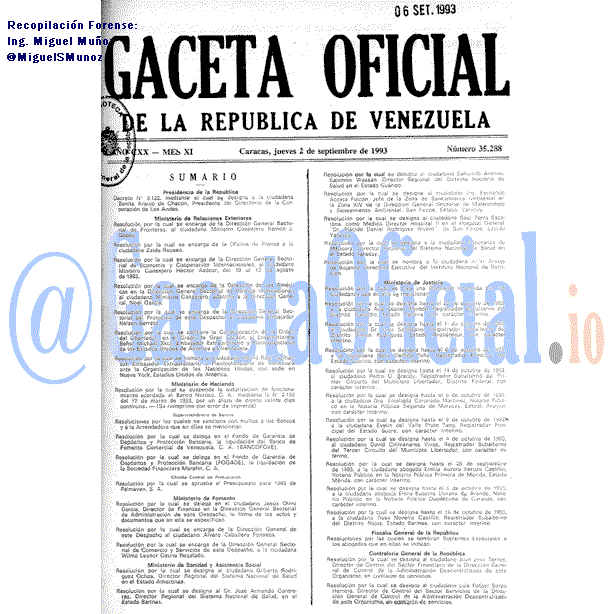 Gaceta Oficial 35288 del 2 Septiembre 1993