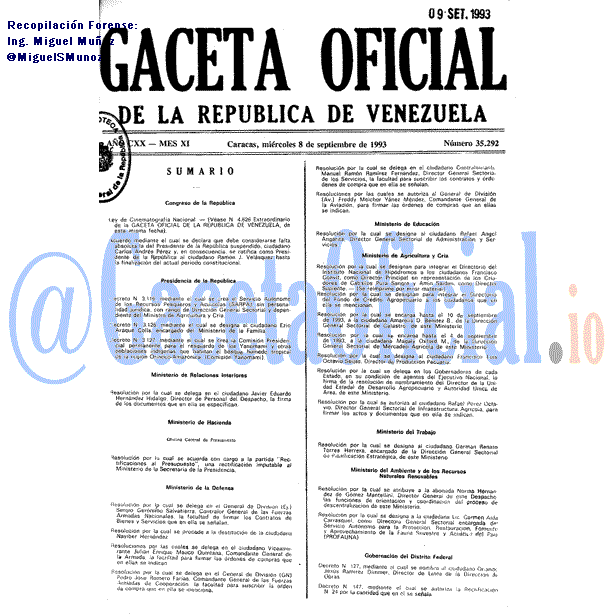 Gaceta Oficial 35292 del 8 Septiembre 1993