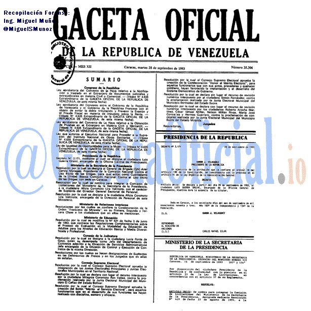 Gaceta Oficial 35306 del 28 Septiembre 1993