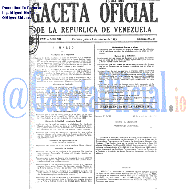 Gaceta Oficial 35313 del 7 Octubre 1993