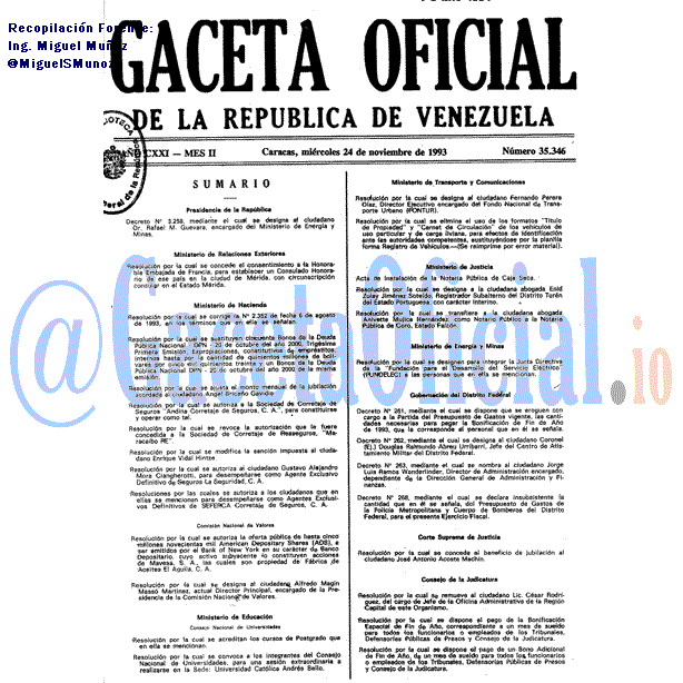 Gaceta Oficial 35346 del 24 Noviembre 1993