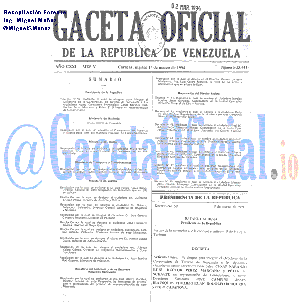 Gaceta Oficial 35411 del 1 Marzo 1994