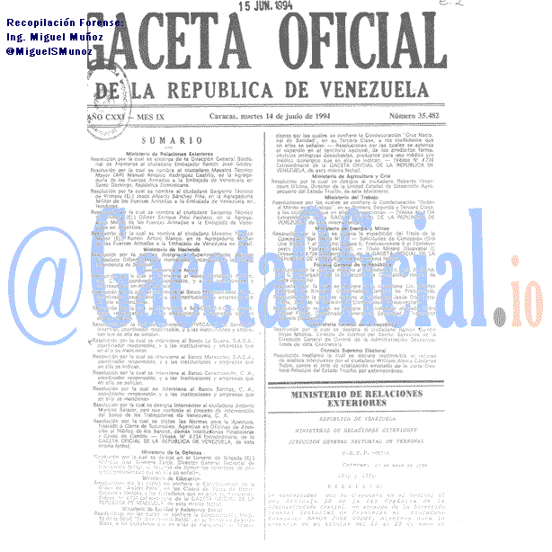 Gaceta Oficial 35482 del 14 Junio 1994