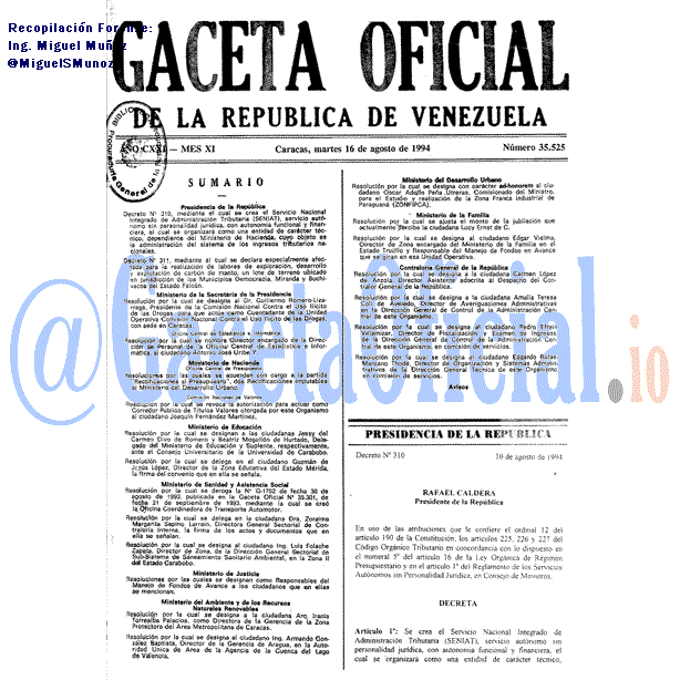 Gaceta Oficial 35525 del 16 Agosto 1994
