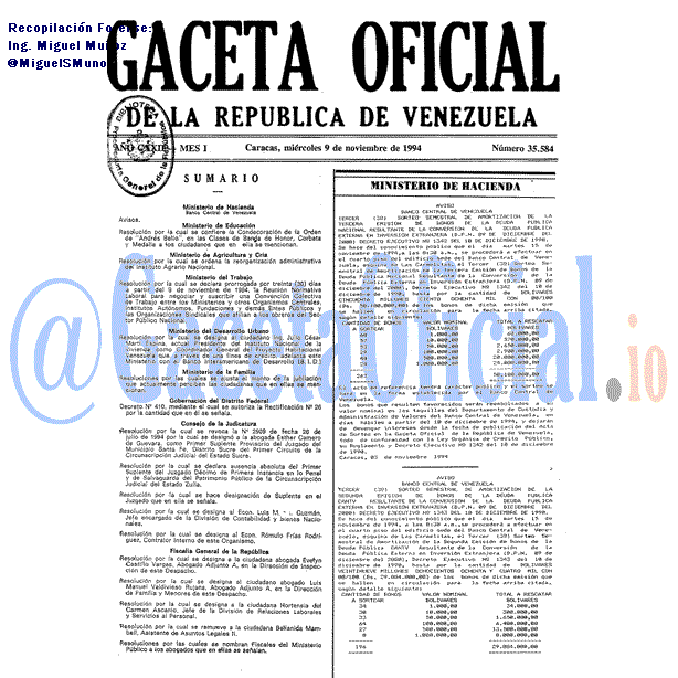 Gaceta Oficial 35584 del 9 Noviembre 1994