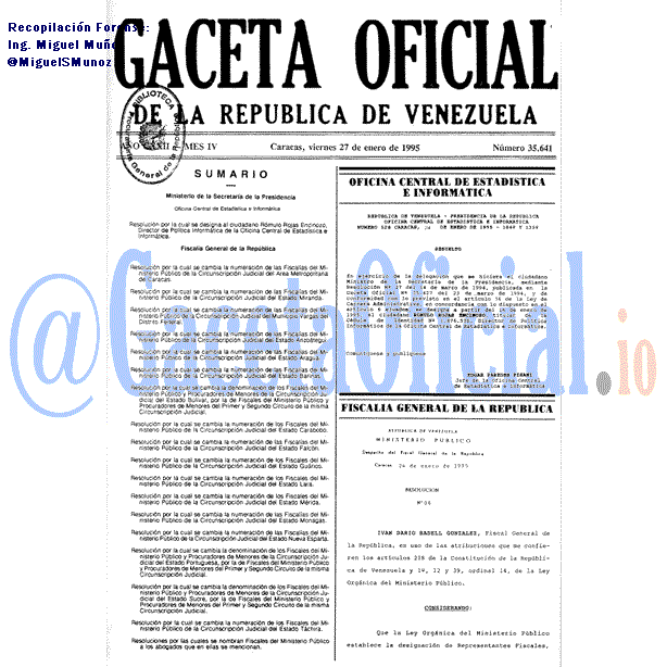 Gaceta Oficial 35641 del 27 Enero 1995