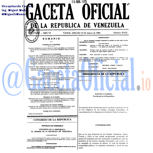 Gaceta Oficial 35672 del 15 Marzo 1995