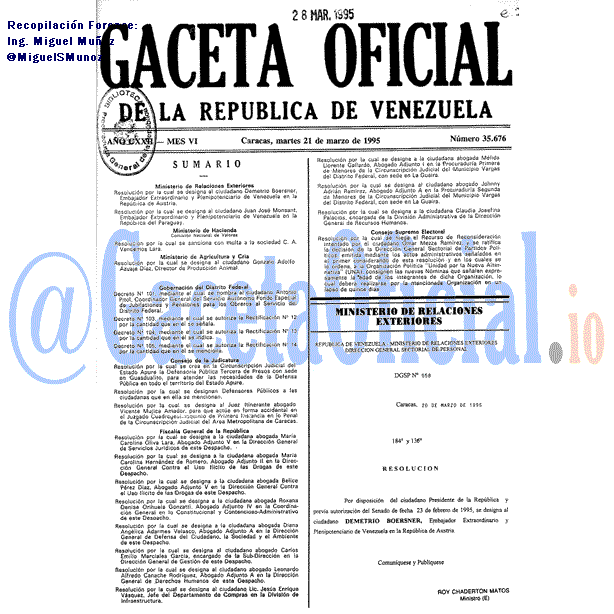 Gaceta Oficial 35676 del 21 Marzo 1995