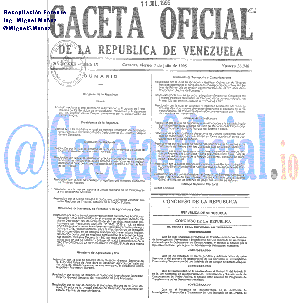 Gaceta Oficial 35748 del 7 Julio 1995