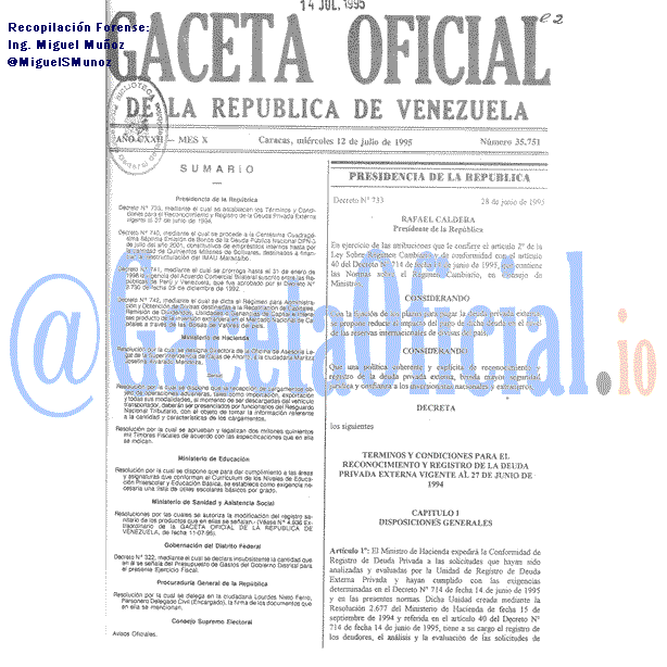 Gaceta Oficial 35751 del 12 Julio 1995