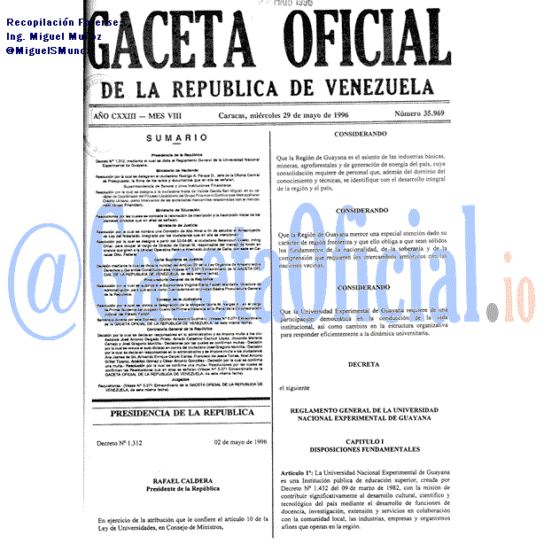 Gaceta Oficial 35969 del 29 Mayo 1996