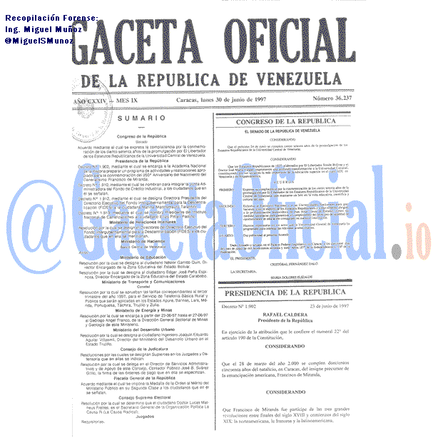 Gaceta Oficial 36237 del 30 Junio 1997