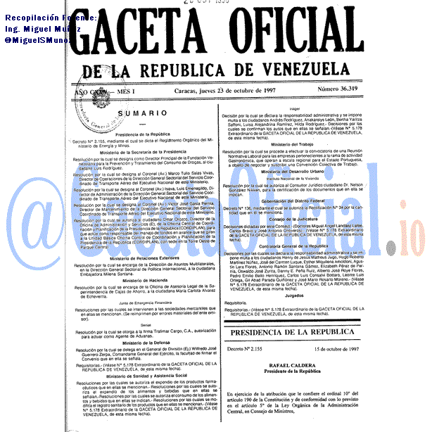 Gaceta Oficial 36319 del 23 Octubre 1997