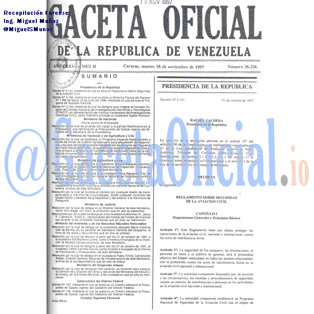 Gaceta Oficial 36336 del 18 Noviembre 1997