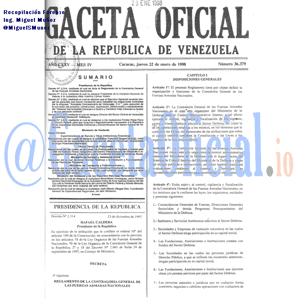 Gaceta Oficial 36379 del 22 Enero 1998