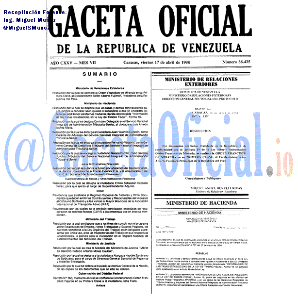 Gaceta Oficial 36435 del 17 Abril 1998
