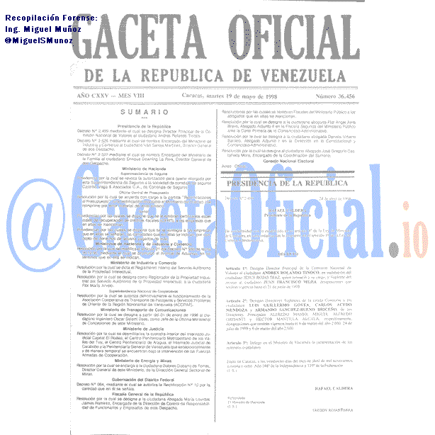 Gaceta Oficial 36456 del 19 Mayo 1998