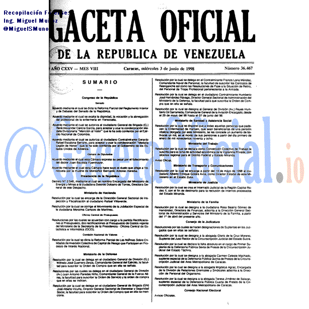 Gaceta Oficial 36467 del 3 Junio 1998