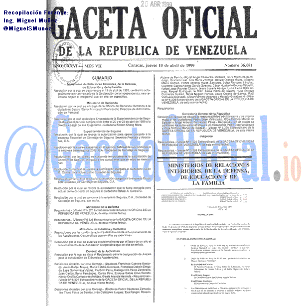 Gaceta Oficial 36681 del 15 Abril 1999