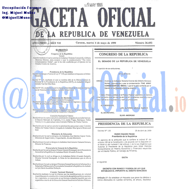 Gaceta Oficial 36693 del 4 Mayo 1999