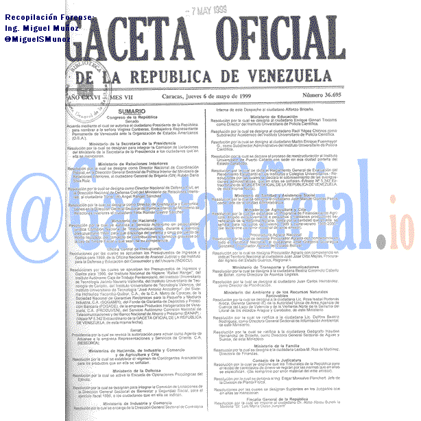 Gaceta Oficial 36695 del 6 Mayo 1999