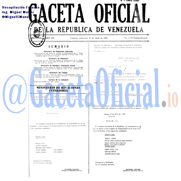 Gaceta Oficial 4179 del 25 Abril 1990
