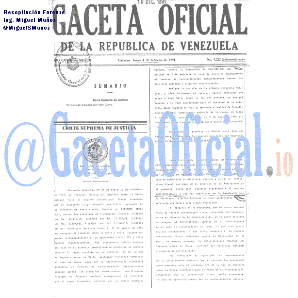 Gaceta Oficial 4222 del 4 Febrero 1991