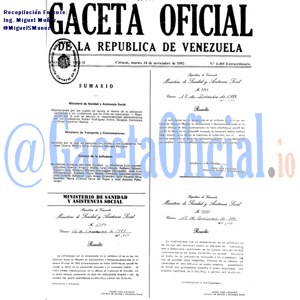 Gaceta Oficial 4495 del 24 Noviembre 1992