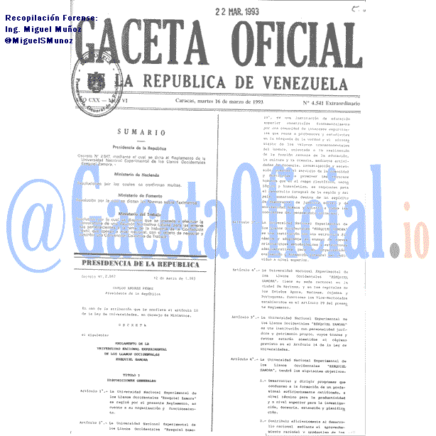 Gaceta Oficial 4541 del 16 Marzo 1993
