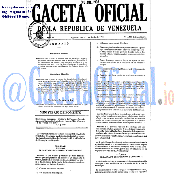 Gaceta Oficial 4593 del 21 Junio 1993