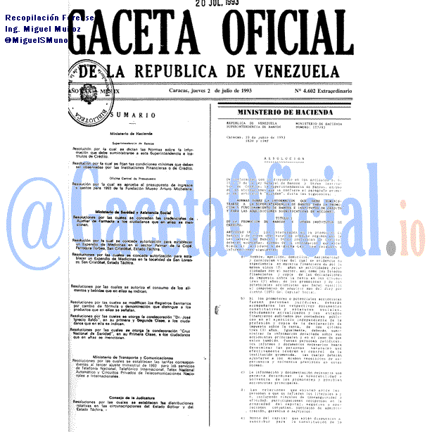 Gaceta Oficial 4602 del 2 Julio 1993