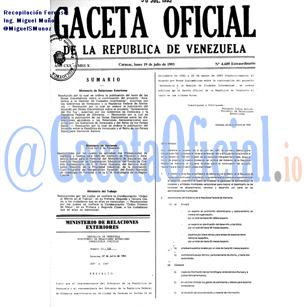 Gaceta Oficial 4609 del 19 Julio 1993
