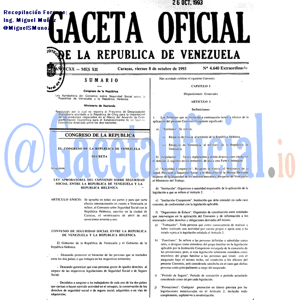 Gaceta Oficial 4640 del 8 Octubre 1993