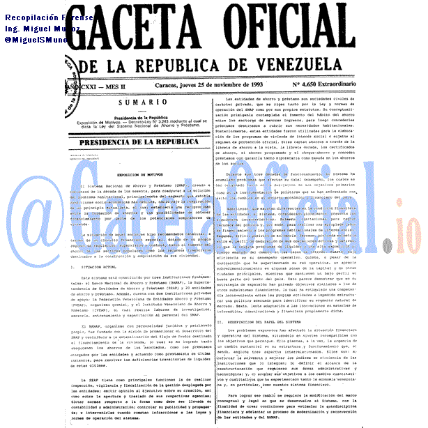 Gaceta Oficial 4650 del 25 Noviembre 1993