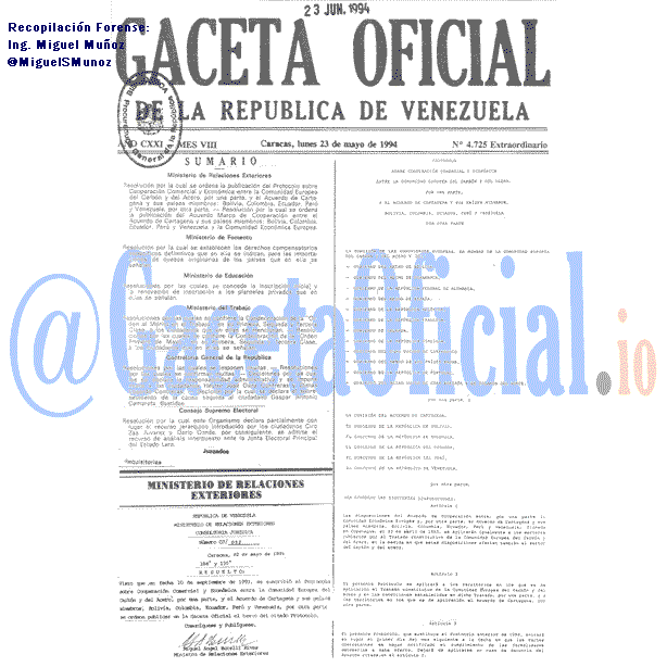 Gaceta Oficial 4725 del 23 Mayo 1994