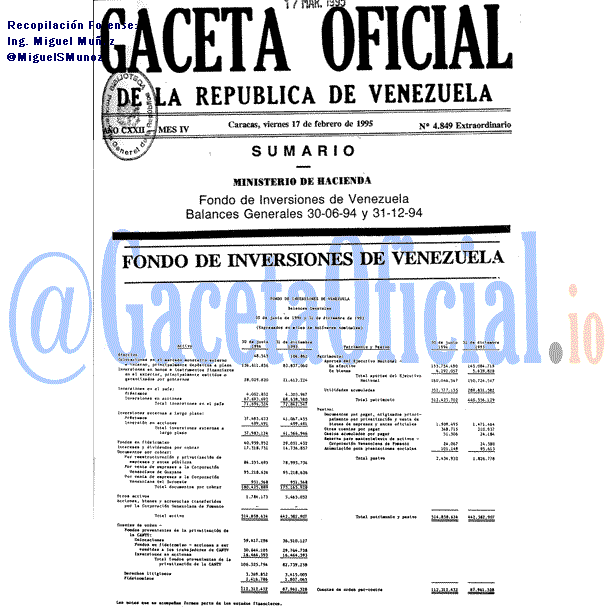 Gaceta Oficial 4849 del 17 Febrero 1995